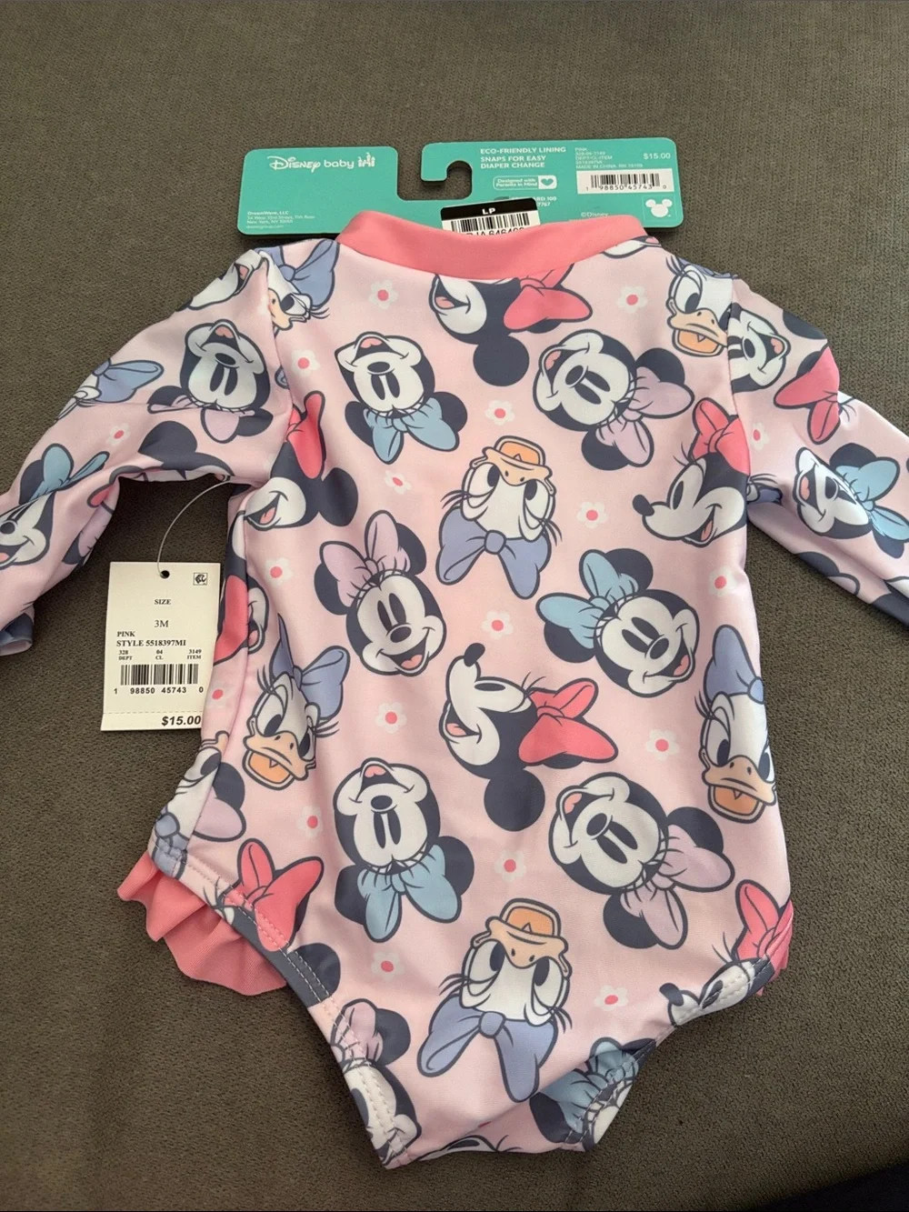 Disney Pink Minnie & Daisy Long-Sleeve One-Piece Swimsuit